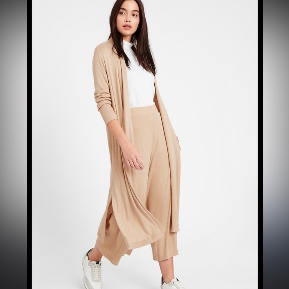 Banana Republic cotton Ribbed Duster maxi Cardigan open front tan size XS